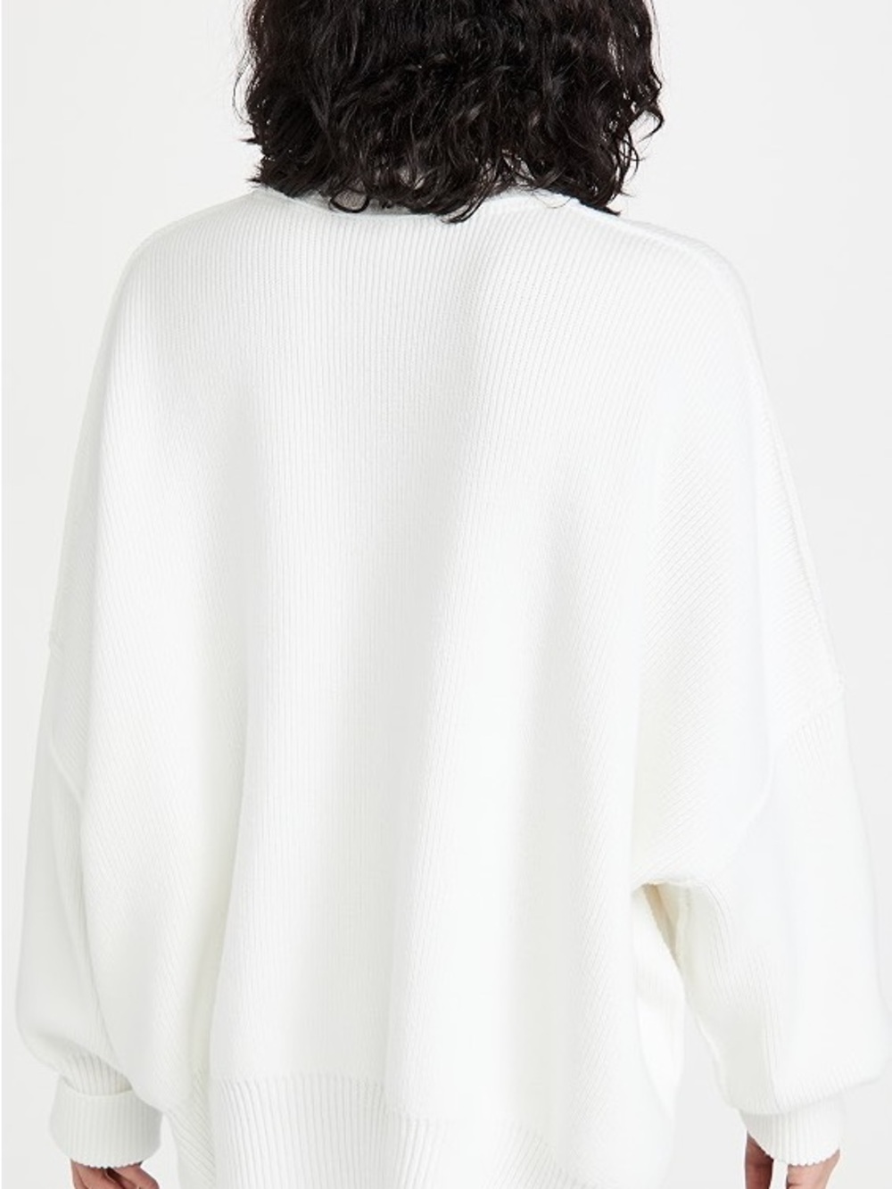 Free People Cream Oversized Ribbed Crew Sweater Retail $128 - Picture 3 of 3